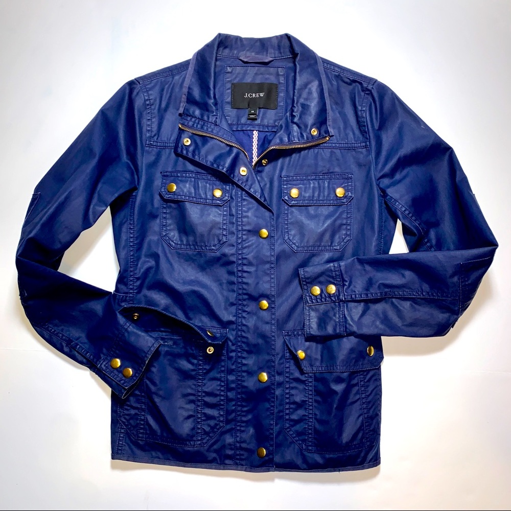 J. CREW Downtown Waxed Cotton Field Jacket Blue - Picture 3 of 12